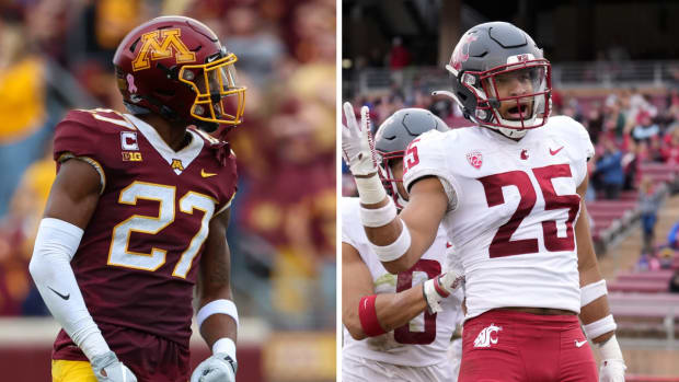 Minnesota Gophers safety Tyler Nubin and Washington State's Jaden Hicks.